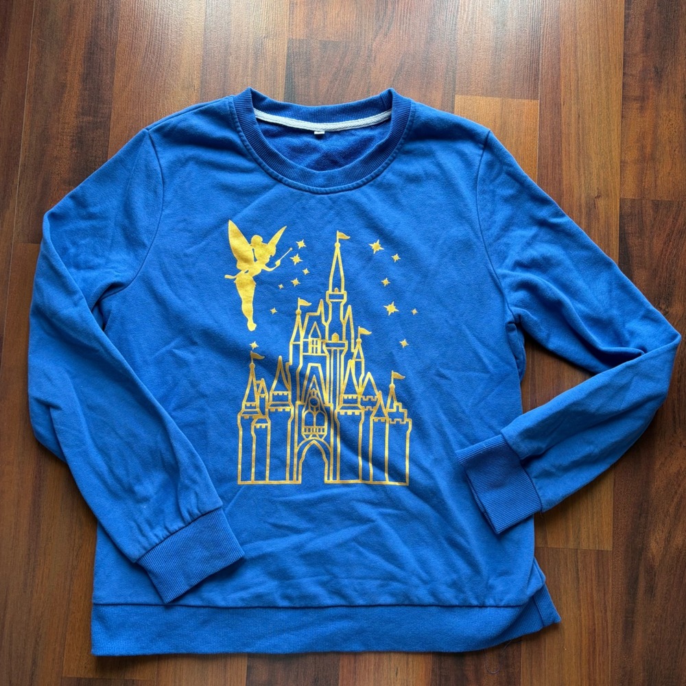 Disney Tinker Bell‎ Castle Royal Blue Graphic Pullover Sweatshirt XL